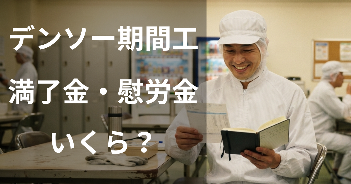 デンソー期間工の満了金・慰労金はいくら？