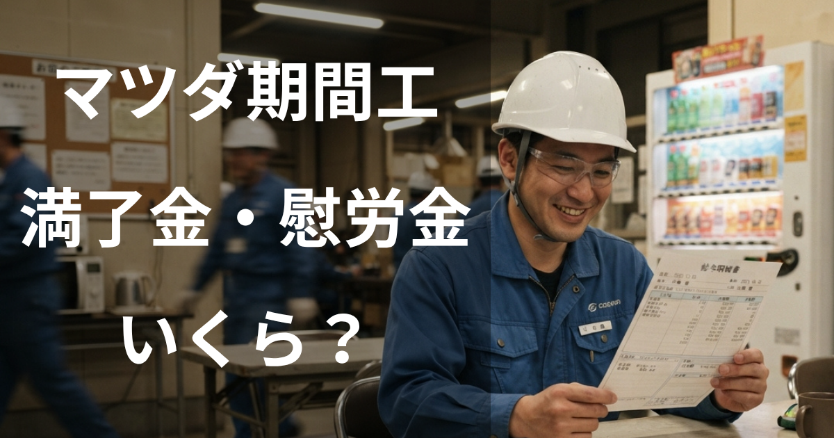 マツダ期間工の満了金・慰労金はいくら?